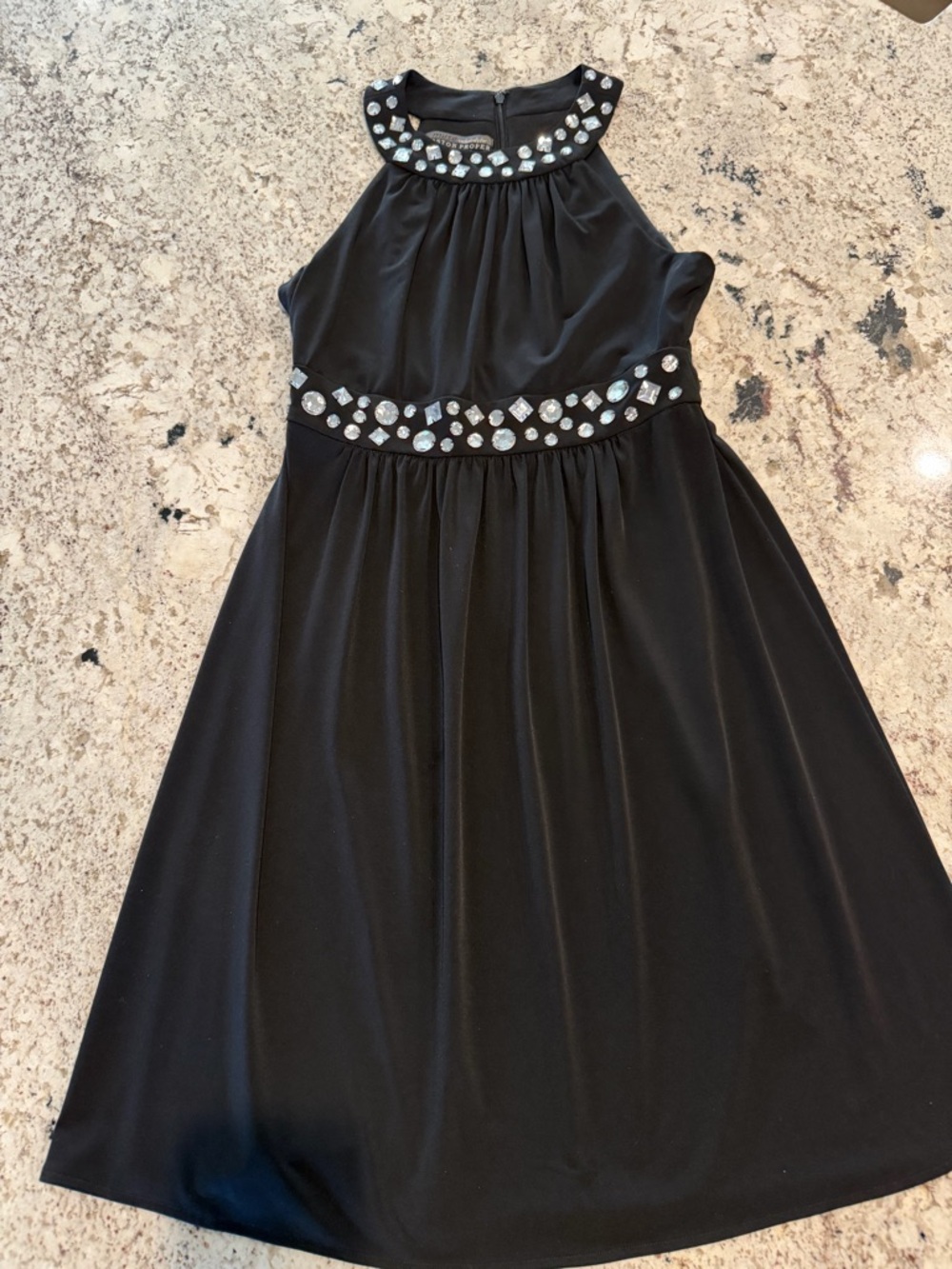 Boston Proper Black Embellished Halter Dress
